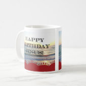 セレネサンセットオーバー海ハッピーバースデーイエス コーヒーマグカップ (正面左)