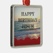 セレネサンセットオーバー海ハッピーバースデーイエス メタルオーナメント (右)