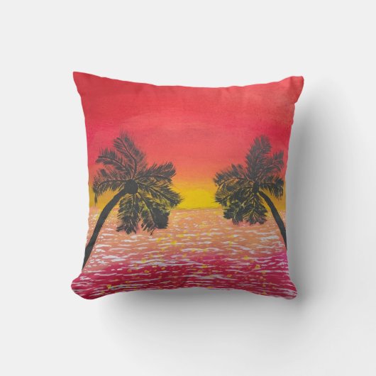セレネサンセット装飾用クッショントロピカルパームツリーアート クッション (正面)