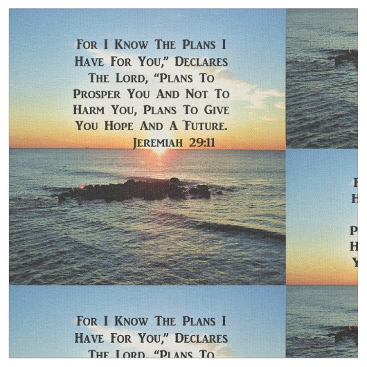 セレネサンライズエレミヤ29:11聖なる書物、 経典デザイン ファブリック (クローズアップ)