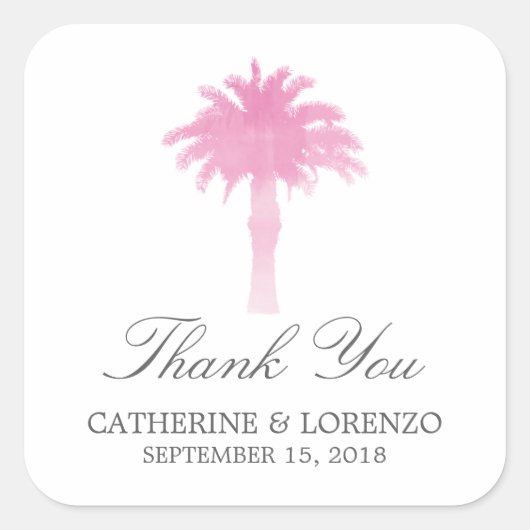 セレネパームツリーウォーターカラー |ありがとうございます スクエアシール (正面)