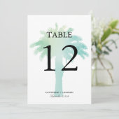 セレネパームツリーウォーターカラー |テーブル番号 招待状 (スタンド正面)