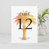 セレネパームツリーウォーターカラー |テーブル番号 招待状 (スタンド正面)