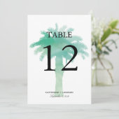 セレネパームツリーウォーターカラー |テーブル番号 招待状 (スタンド正面)