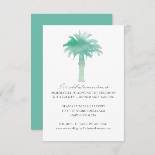 セレネパームツリーウォーターカラー |披露宴 招待状 (正面/裏面)