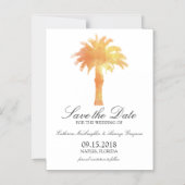 セレネパームツリーウォーターカラー |日付の保存 マグネット招待状 (正面)