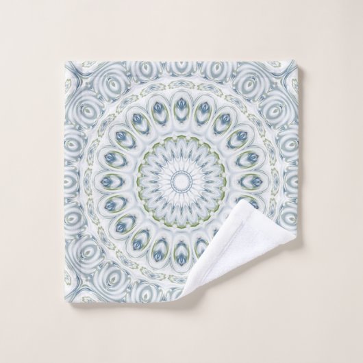 セレネブルーアンドグリーンマンダラパターンデザイン バスタオルセット (ウォッシュタオル)