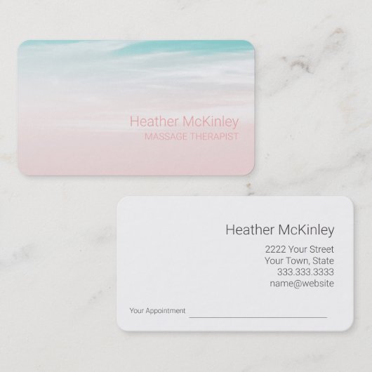 セレネブルースカイピンクアポイントメント名刺 予約カード (正面/裏面)