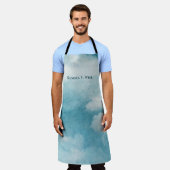 セレネホライゾンドリームズウォーターカラーブルー&ホワイト エプロン (着用した状態)