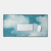 セレネホライゾンドリームズウォーターカラーブルー&ホワイト デスクマット (キーボード&マウス)