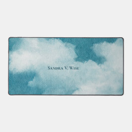 セレネホライゾンドリームズウォーターカラーブルー&ホワイト デスクマット