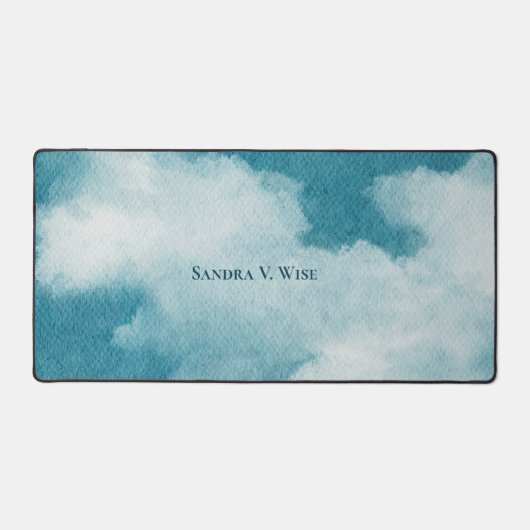 セレネホライゾンドリームズウォーターカラーブルー&ホワイト デスクマット (正面)