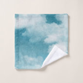 セレネホライゾンドリームズウォーターカラーブルー&ホワイト バスタオルセット (ウォッシュタオル)