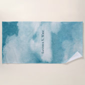 セレネホライゾンドリームズウォーターカラーブルー&ホワイト ビーチタオル (正面)