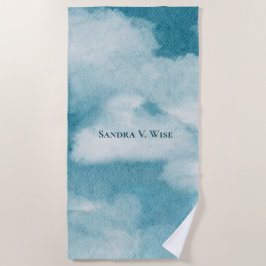 セレネホライゾンドリームズウォーターカラーブルー&ホワイト ビーチタオル