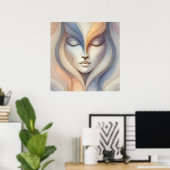 セレネ抽象芸術顔 ポスター (ホームオフィス)