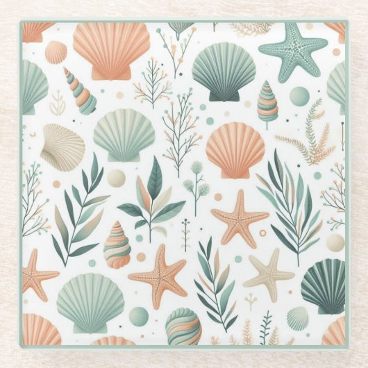 セレネ海洋生物 ガラスコースター (正面)