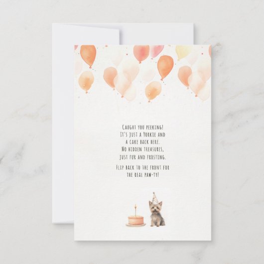 セレブラチンとヨークシャーテリアを節約する誕生日カードを持っている (裏面)