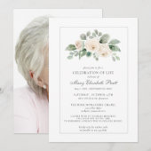 セレブレーション・オブ・ライフ葬写真 白い花 招待状 (正面/裏面)