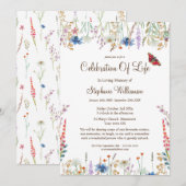 セレブレーション・オブ・ライフ ワイルドフラワー・アンド・バタフライ 招待状 (正面/裏面)