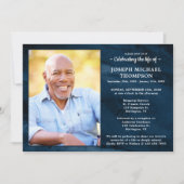 セレブレーション・オブ・ライフ 現代の葬儀 ブルー・マーブル 招待状 (正面)