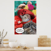 セレブ猫プリンセス タトゥス、鳩のいる赤い帽子 ポスター (キッチン)