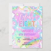 セレブ8ネオングロー8th誕生日パーティーまでの時間 招待状 (正面)
