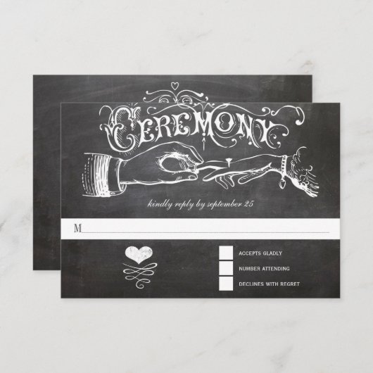 セレモニー用の黒板レスポンスカード 出欠カード (正面/裏面)