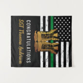 セレモニー用 薄い緑のライン カスタム アーミー ミリタリー 退役 タペストリー (正面(横))