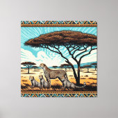 セレンゲティのチータファミリー キャンバスプリント (正面)