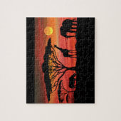 セレンゲティの夕暮れに暮らすアフリカの動物たち ジグソーパズル (縦)