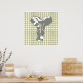 セレンゲティサファリドットポップ・アートのウィズアートエレファント ポスター (キッチン)