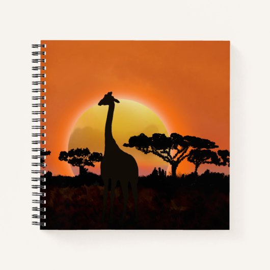 セレンゲティサンセットキリン | アフリカのサファリ野生生物 ノートブック (正面)