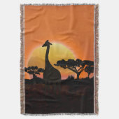 セレンゲティサンセットキリン | コージーサファリワイルドライフ スローブランケット (正面縦)