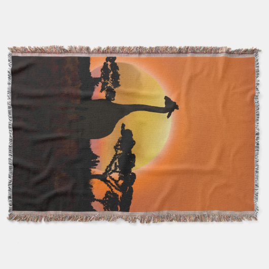 セレンゲティサンセットキリン | コージーサファリワイルドライフ スローブランケット (正面)