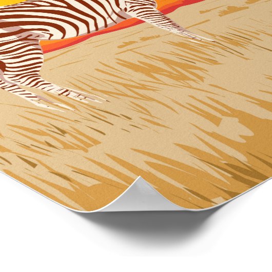 セレンゲティナショナルパークゼブラトラベルアートヴィンテージ ポスター (角)