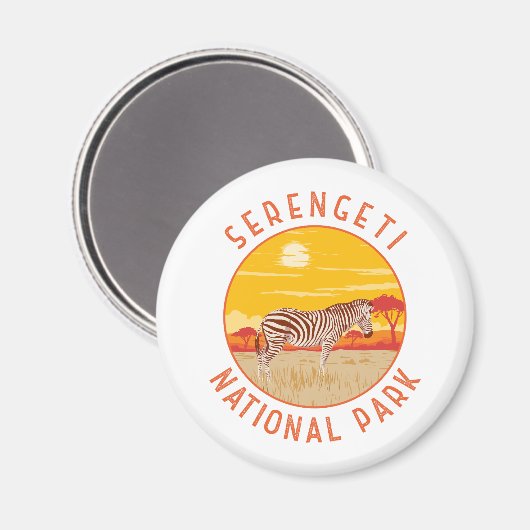 セレンゲティナショナルパークゼブラトラベルアートヴィンテージ マグネット (正面/裏面)
