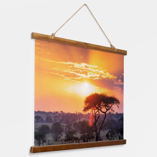 セレンゲティ国立公園のサファリ 吊り下げ型タペストリー (傾斜あり)