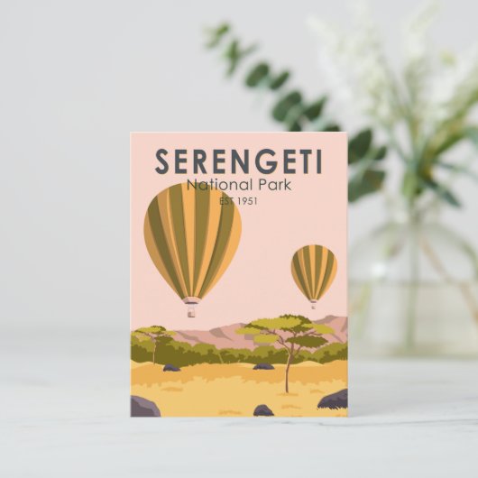 セレンゲティ国立公園タンザニア熱気球 ポストカード (スタンド正面)