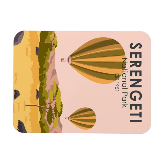 セレンゲティ国立公園タンザニア熱気球 マグネット (横)