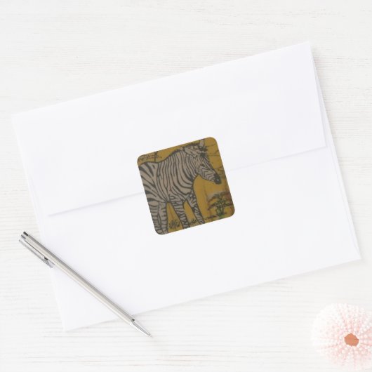 セレンゲティ精神:マラのゼブラの放牧 スクエアシール (封筒)