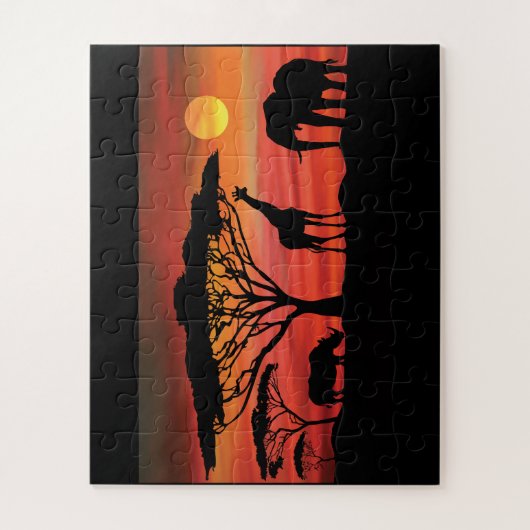 セレンゲティ・サンセットに登場するアフリカの動物 ジグソーパズル (縦)