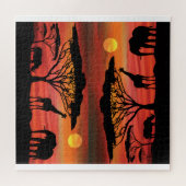 セレンゲティ・サンセットのアフリカの動物 ジグソーパズル (横)