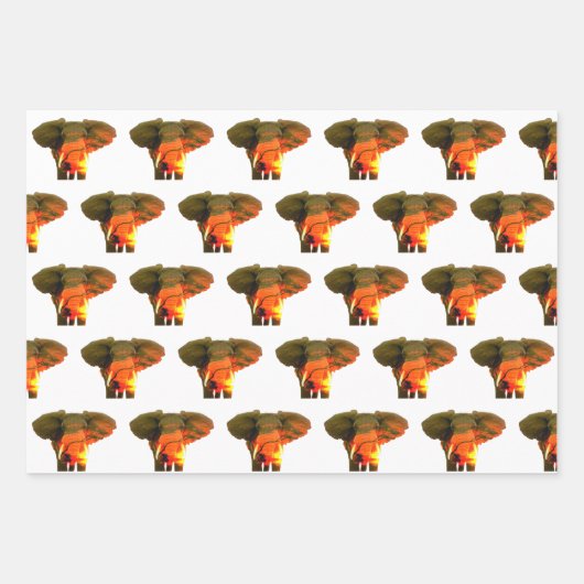 セレンゲティ・サンセットの美しいアフリカゾウ ラッピングペーパーシート (正面)