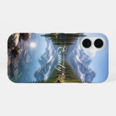 セレンマウンテン湖の風景 パーソナライズドネーム iPhone 16ケース (裏面横)