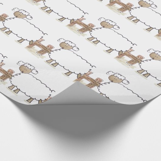 セレーナの弓術家のおもしろいな家畜によるヴィンテージのヒツジ ラッピングペーパー (角)