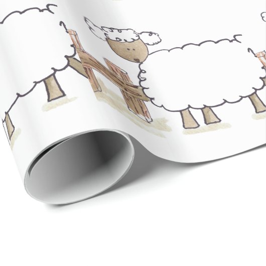 セレーナの弓術家のおもしろいな家畜によるヴィンテージのヒツジ ラッピングペーパー (ロールコーナー)