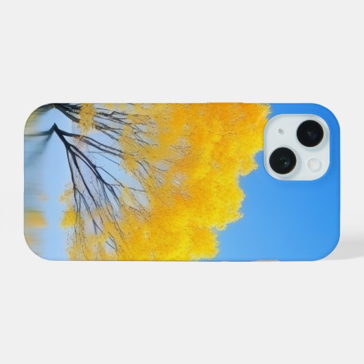 セレーヌイエローツリーリフレクションエステティックフォンスティック iPhone 15ケース (裏面横)