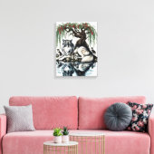 セレーヌウルフファミリーオアシスインアイディリック自然12x16 キャンバスプリント (インサイチュ (リビング))