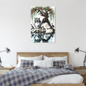 セレーヌウルフファミリーオアシスインアイディリック自然24x36 キャンバスプリント (インサイチュ (寝室))